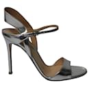 Gianvito Rossi Ankle Strap Sandals in Silver Leather