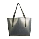 Jimmy Choo Black Pebbled Leather & Denim Fabric Large Tote Shopper bag