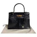 Kelly bag 28 black crocodile smooth cc - Hermès