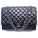 CHANEL CLASSIC TIMELESS MAXI JUMBO HANDBAG NAVY BLUE QUILTED LEATHER - Chanel