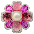 Chanel ring, "San Marco", WHITE GOLD, Pearl, pink sapphires, pink tourmalines, diamants.