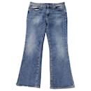 R1328 Jeans crop con vestibilità alta in cotone blu