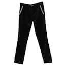 Zadig & Voltaire Slim Fit Stretch Pants with Embroidery in Black Velvet