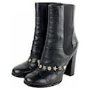*[Used] Chanel Icon Coco Mark Leather Short Boots Black