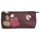 Fendi Zucca Spalmati Rose Ladybug Purple FF Logo Clutch Mini Bag Zipper Handbag