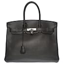 Stunning Hermes Birkin handbag 35 cm in Pewter gray Togo leather, palladium silver metal trim - Hermès
