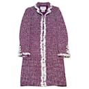 *[Used] Chanel Tweed Coat Purple / White 34