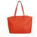 MCM coral red saffiano leather large Project tote shopper bag