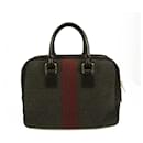 CELINE black leather gray red tweed fabric doctor camera top handle hand bag - Céline