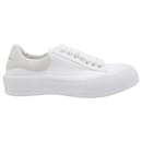 Alexander McQueen Deck Lace-up Plimsoll Sneakers in White Cotton - Alexander Mcqueen