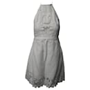Zimmermann Halterneck Lace Mini Dress in White Linen