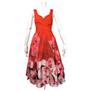 *[Used] ALEXANDER MCQUEEN 2021SS Runway Collection Rose Pattern Red Poplin Dress - Alexander Mcqueen