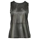 Vince Perforated Sleeveless Top in Black Leather