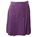 Gucci Tweed Horsebits Skirt in Purple Wool