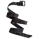thin Irié belt in black and chocolate checkered fabric T. Unique - New