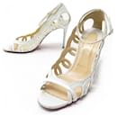 CHRISTIAN LOUBOUTIN SHOES SANDALS WITH HEELS 38 WHITE LEATHER SHOES - Christian Louboutin