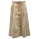 Carolina Herrera Belted Midi Skirt in Beige Cotton