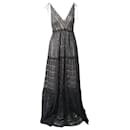 Erdem Gestuftes Kleid mit V-Ausschnitt aus schwarzer Baumwolle