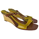 Louis Vuitton Open Toe Wedge in Yellow Leather