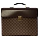 Sublime Louis Vuitton Altona briefcase in Ébène damier canvas and brown leather, garniture en métal doré