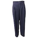 Ganni Pantalon large à fines rayures en polyester bleu