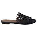 Alaïa Openwork Flat Mules em Blue Denim