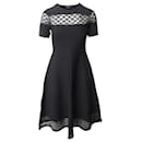 Maje Kleid mit transparentem Strickdesign in schwarzer Viskose