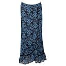 Ganni Flynn Lace Midi Wrap Maxi Skirt in Blue Polyamide