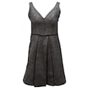 Proenza Schouler V-Neck Jacquard Mini Dress in Black Polyester