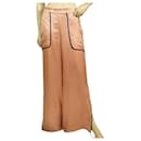 Giacobino Pink 100% Silk Wide Leg w. Slits Palazzo Trousers Pants Size 40 - Autre Marque