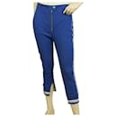 Dondup Blue Viscose Cropped Trousers pants w. ankle zipper size 40