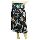 Hugo Boss Blue & Ochre Floral Pleated Calf Length Skirt size IT 44, UK 12