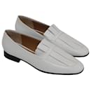 The Row Adam Pleat Moccasin Flats in White Leather - The row