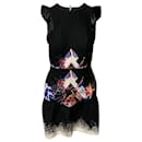 Sandro Paris Kleid mit geometrischem Feuerwerksmuster aus schwarzem bedrucktem Polyester