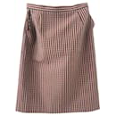 Burberrys’ Prorsum Vintage Houndstooth Straight high waisteded Skirt 42 powder pink cotton, blue, Bordeaux