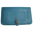 [Used] 	 HERMES Hermes long wallet Dogon GM blue bi-fold men's long wallet TOGO coin purse - Hermès