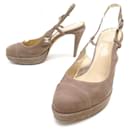 CHANEL SHOES SLINGBACK PUMPS 38 TAUPE SUEDE + BOX SUEDE SHOES - Chanel