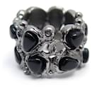 NEW CHANEL RING SIZE 54 BLACK STONES IN SILVER METAL NEW BLACK RING - Chanel