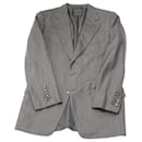 Tom Ford Striped Suit Coat in Grey Wool
