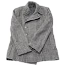 Marc Jacobs Plaid Pea Coat in Grey Wool
