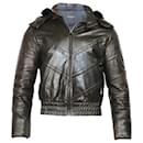Givenchy Hoodie Bomber Jacket in Black Goatskin Leather