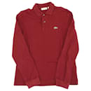 Lacoste Long-sleeve  Classic Fit L.12.12 Polo Shirt in Red Cotton