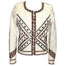 Isabel Marant Hippo jacket in cream quilted cotton and metal embroidery