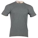 Brunello Cucinelli Mock-Neck T-shirt in Grey Cotton Jersey