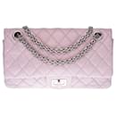 Superb Chanel handbag 2.55 lined flap in old pink quilted leather, Garniture en métal argenté