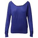 Sandro Paris Open Back Sweater with Bows in Blue Cotton 
