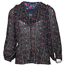 Isabel Marant Pleated Long-Sleeve Blouse in Floral Print Polyester