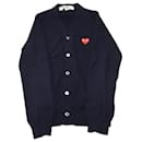 Cárdigan de lana azul marino con corazón rojo Play de Comme des Garçons - Comme Des Garcons