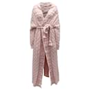 Alanui Chunky Knit Long Cardigan in Pink Cotton