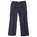 Pantalon Etro Pinstripe en Lin Bleu Marine